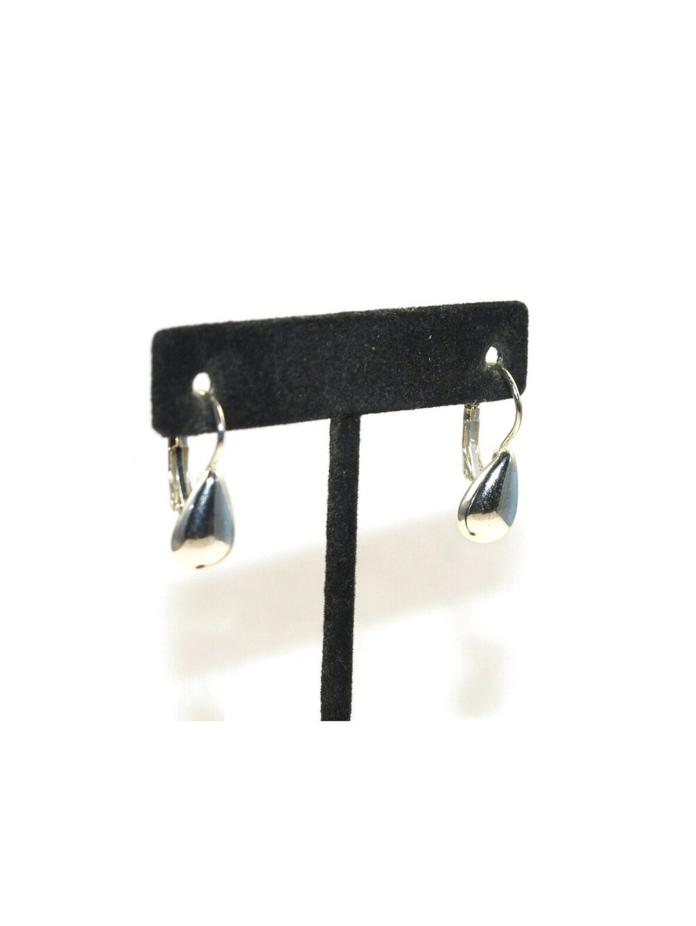 Vintage Silver Tone Teardrop Dangle Earrings with Latch Backs for Pierced Ears.